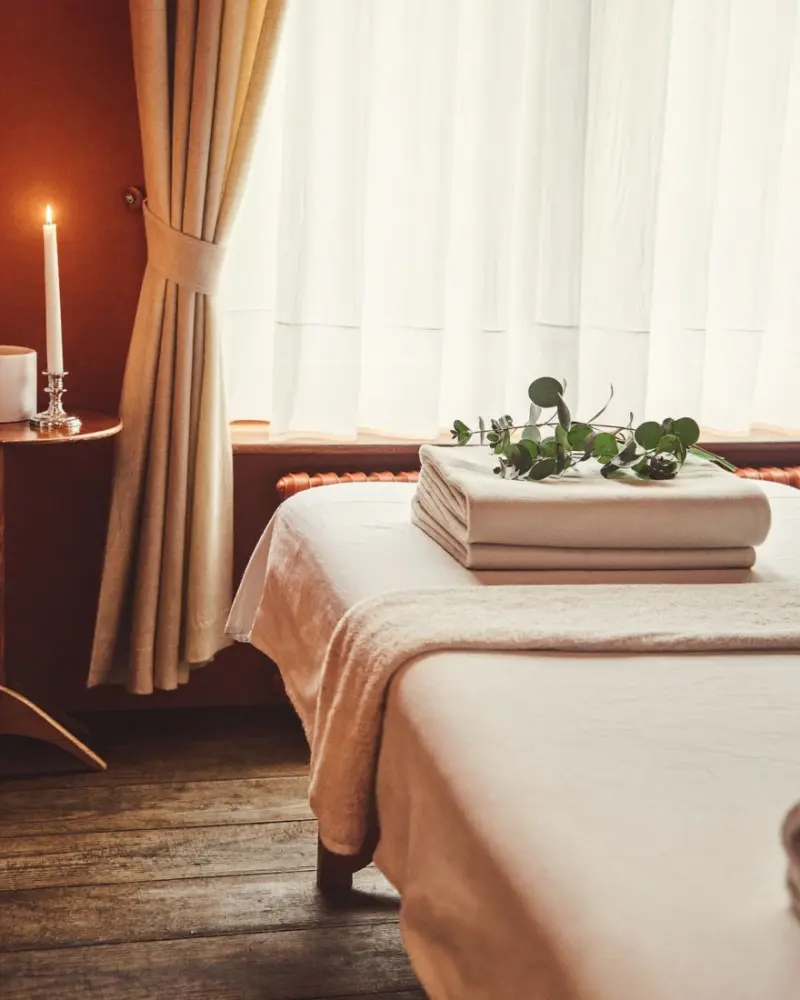 Linen towels with eucalyptus