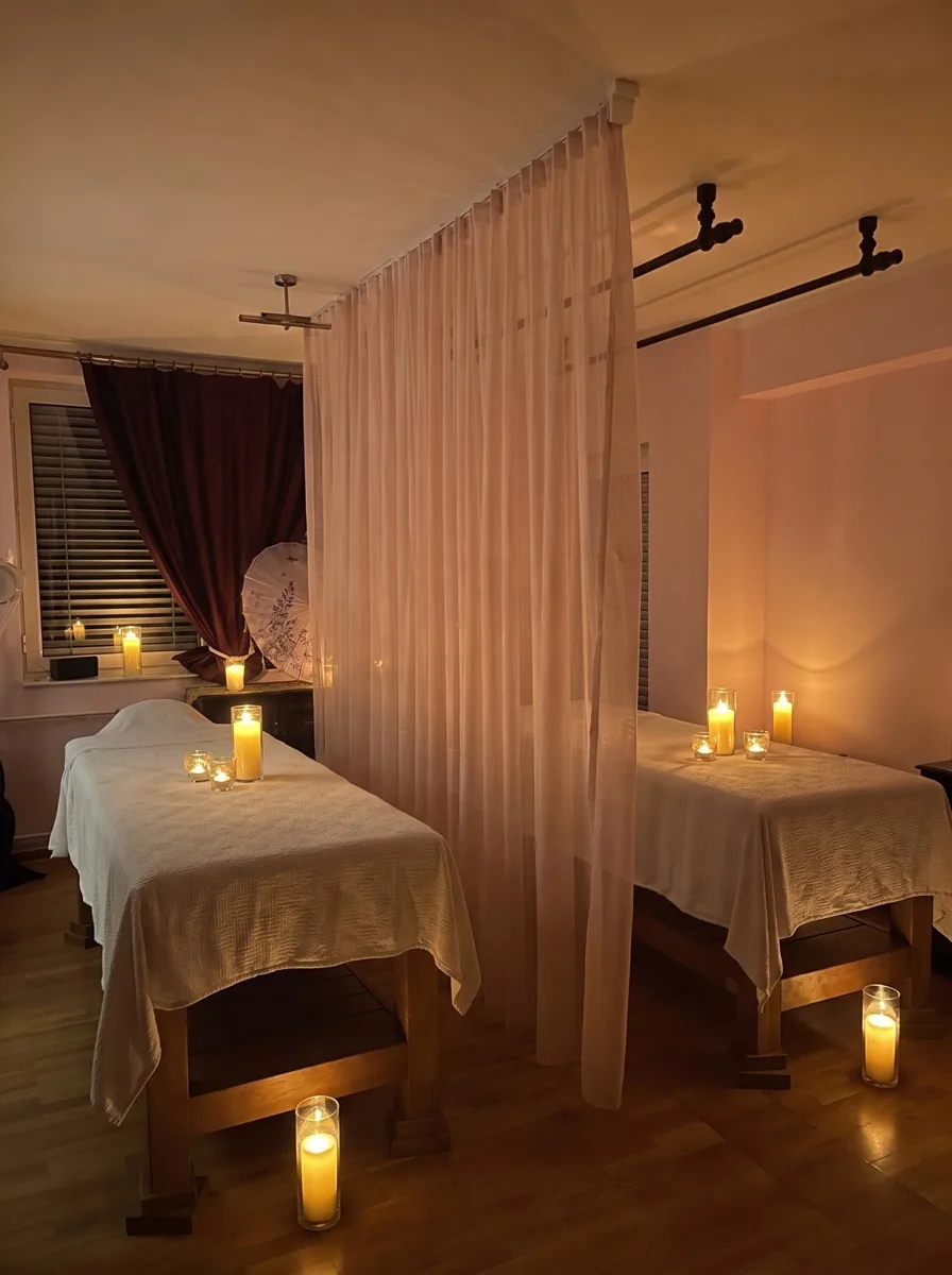 Two massage tables by candlelight — AMRITA studio